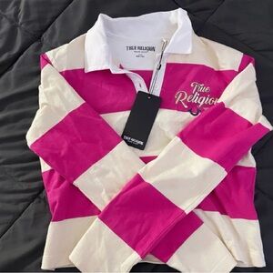 True Religion Kids Polo in Pink and Cream Stripes